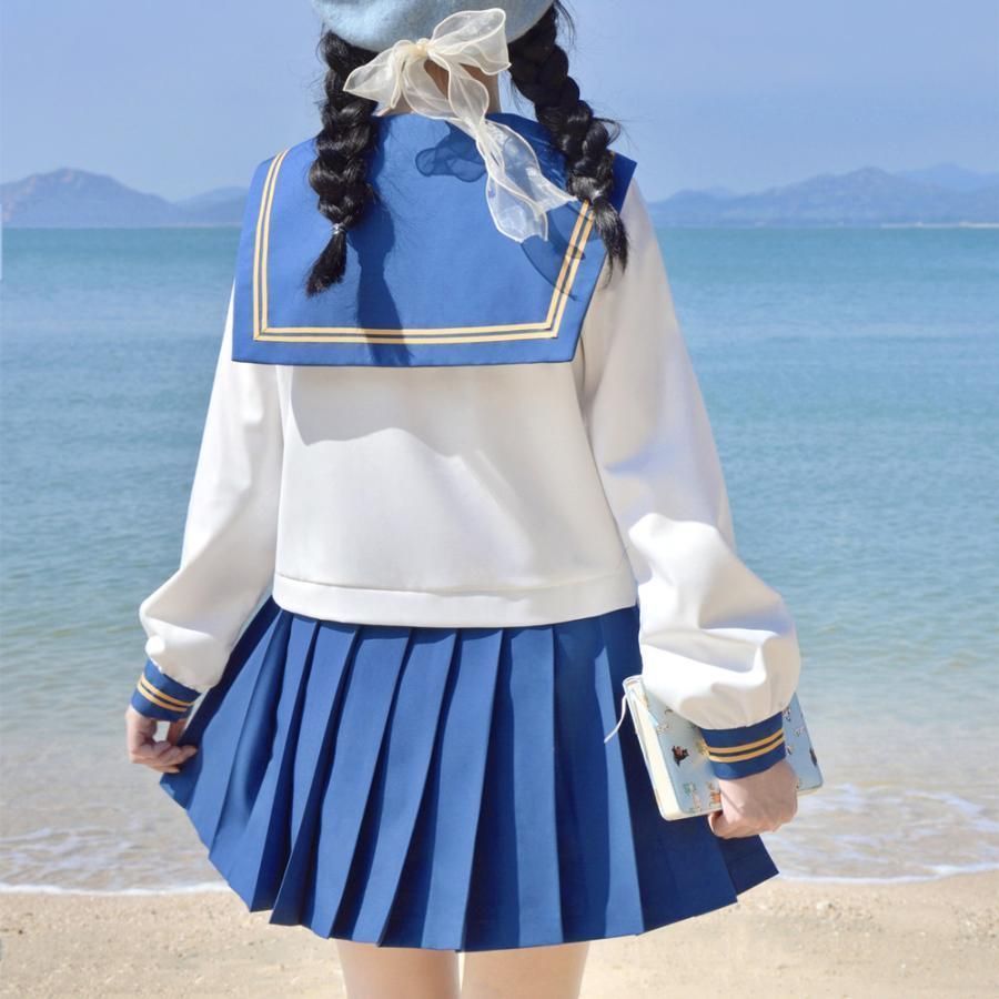女子制服 セーラー服 コスプレ可愛いレディース 制服 青い上着