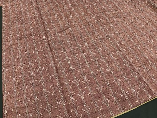 平和屋着物▽結城紬 単衣 真赭色 正絹 逸品 DAAV5542az 平和屋