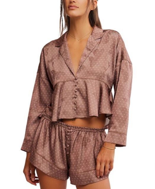 フリーピープル レディース ナイトウェア アンダーウェア Women s Beauty Sleep Pajama Set Chocolate Combo Dot