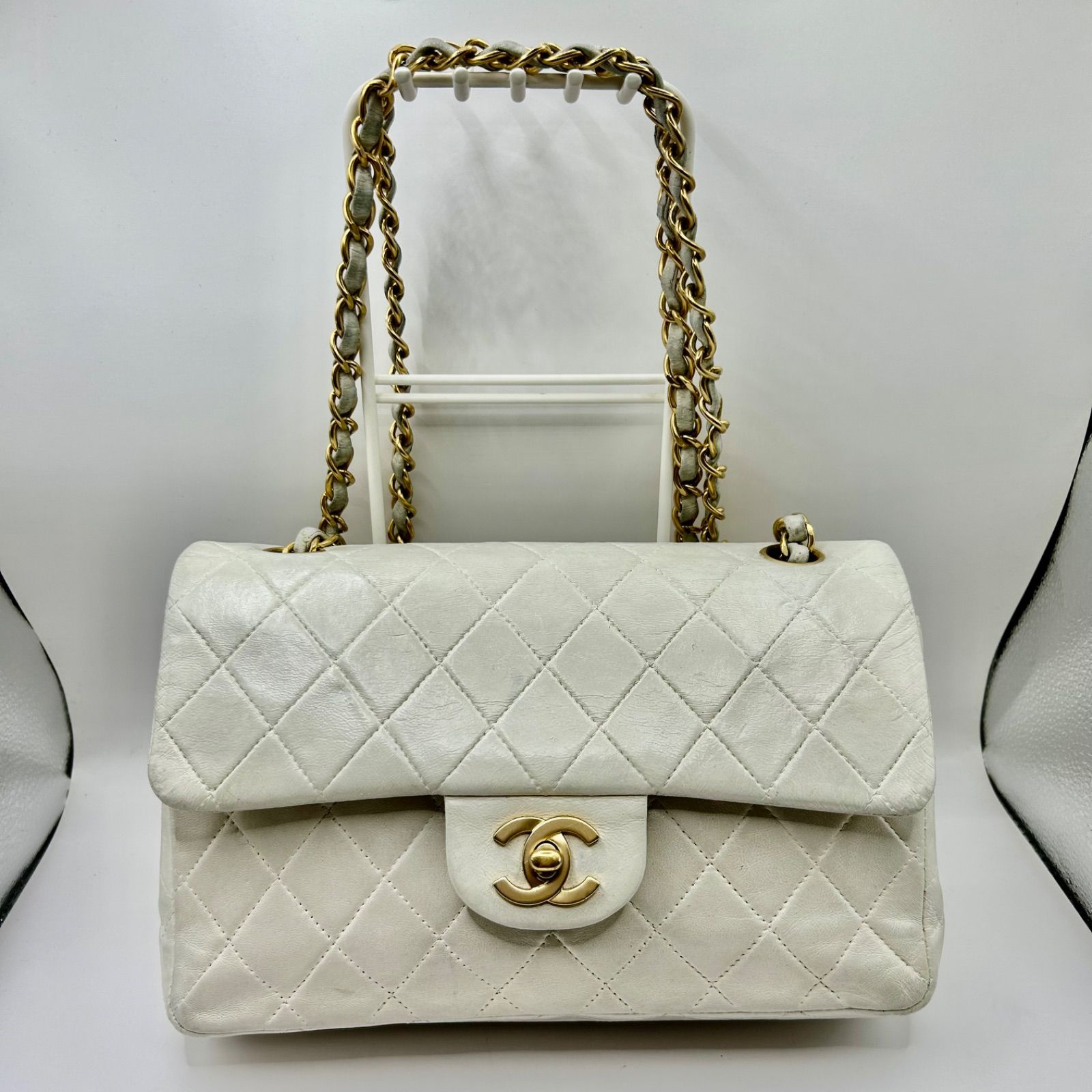 鑑定済】CHANEL シャネル ミニマトラッセ ラムスキン ベージュ カード