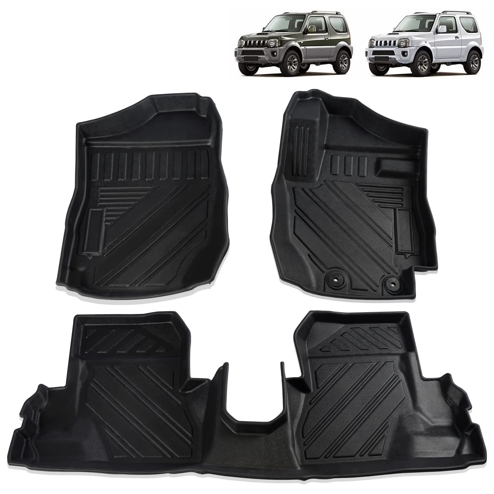 在庫処分 YESHMA 改善品 フロアマット 新型ジムニー JB64型 JB74型 AT車 ラバーマット 3D 防水マット TPE材質 右ハンドル 消臭 抗菌 防水 滑り止め 耐汚れ 耐摩擦 内装パーツ 3Pセット ブラック