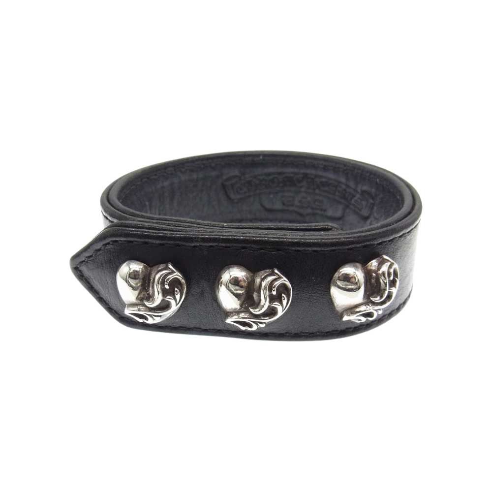 Chrome Hearts クロムハーツ ハート スナップボタン ブレスレット クロムハーツ3ボタン2スナップブレスレットハートボタンブラック