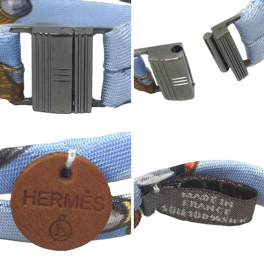 HERMES エルメス プティアッシュ シルク ブレスレット H金具 ブルー 美品 aq8258 - メルカリ