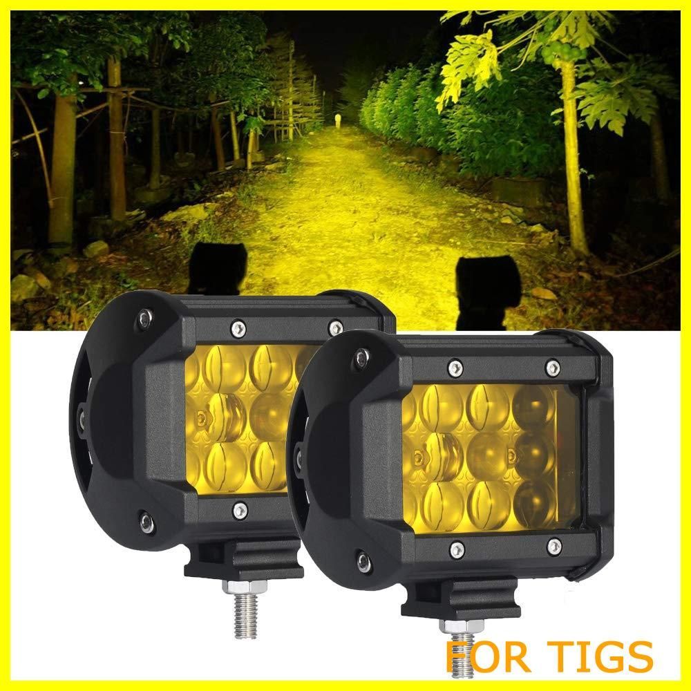 【数量限定】Chelhead 作業灯 イエロー led フォグランプ 4インチ 角形 4Dレンズ LEDワークライト36w 防水 CREEチップ製 10-30VDC対応 JEEP用/SUV車/ATV/トラック/ジープ/バギー/車外灯 農業機械用 ２個セ