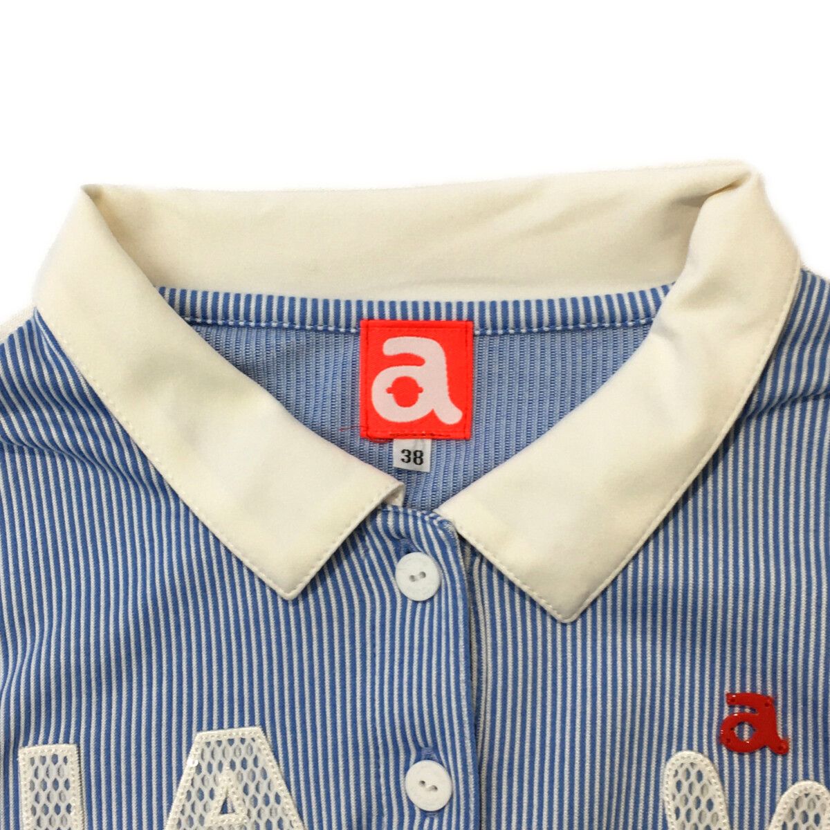 archivio アルチビオ ワンピース　ゴルフ　M 半袖　ストライプ　38 archivio ARCHIVIO アルチビオ 半袖ワンピース ストライプ柄