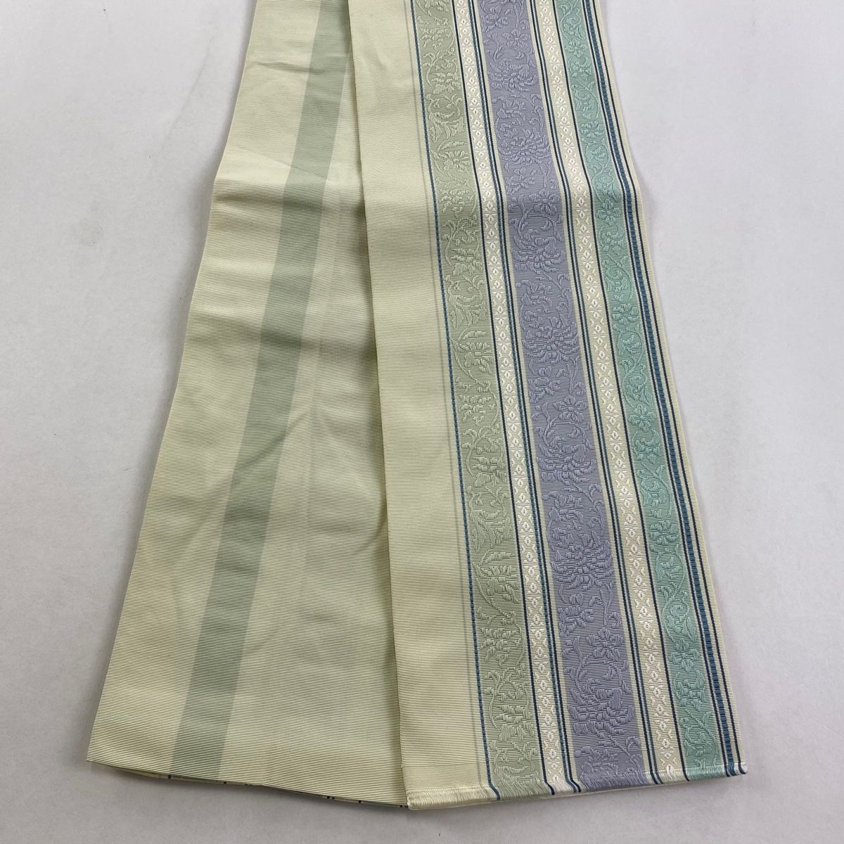 平和屋着物□極上 夏物 両面 半幅帯 花唐草 雪輪 金糸 逸品