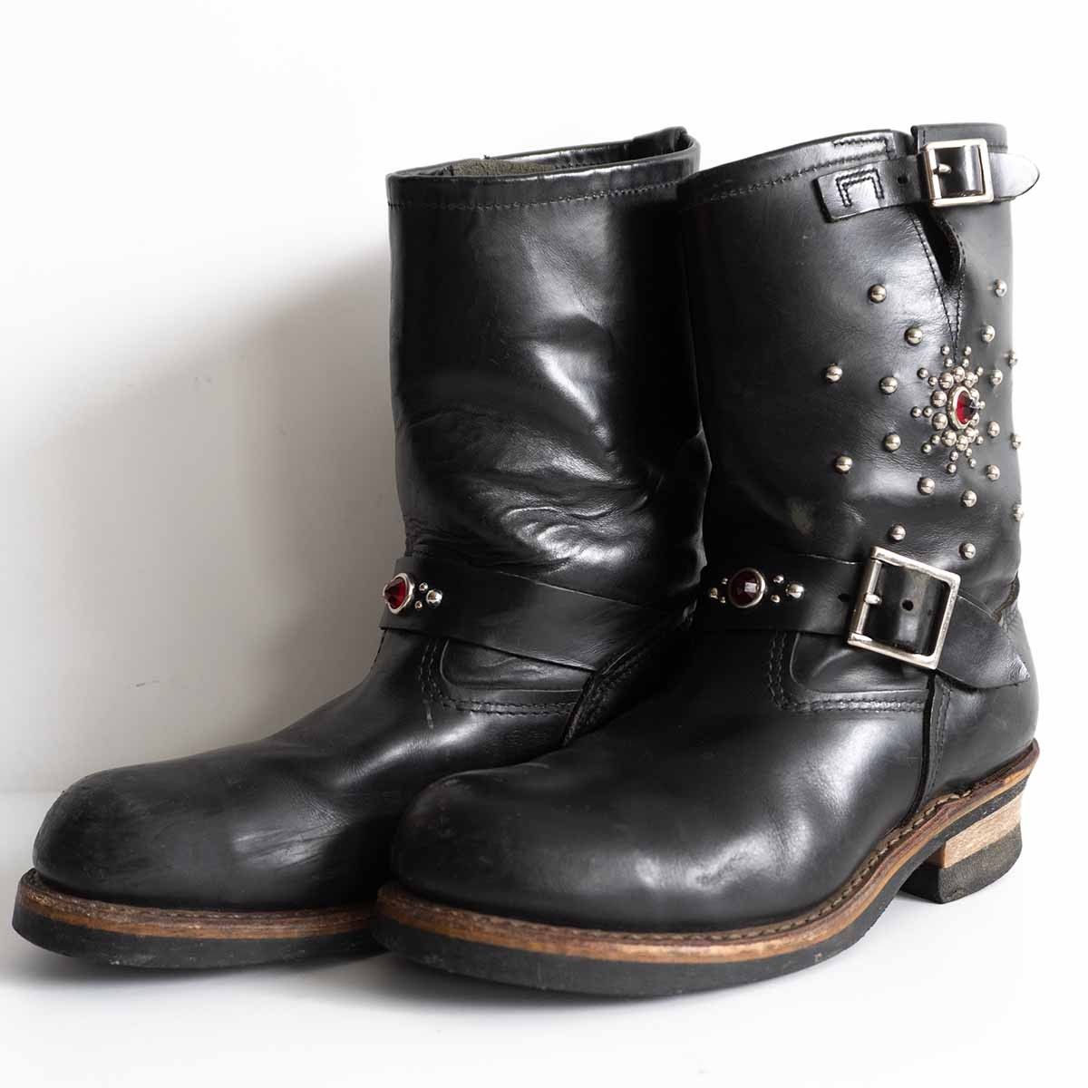 スタッズカスタム REDWING 2268|エンジニアブーツ US7.5D スチールトゥ レッドウィング ブラック 25100897