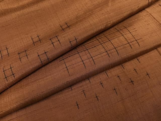 平和屋着物●上質な紬　絣文様　胡桃色　正絹　逸品　AAAZ5056ph 平和屋着物○上質な紬 絣文様 胡桃色 正絹 逸品 AAAZ5056ph