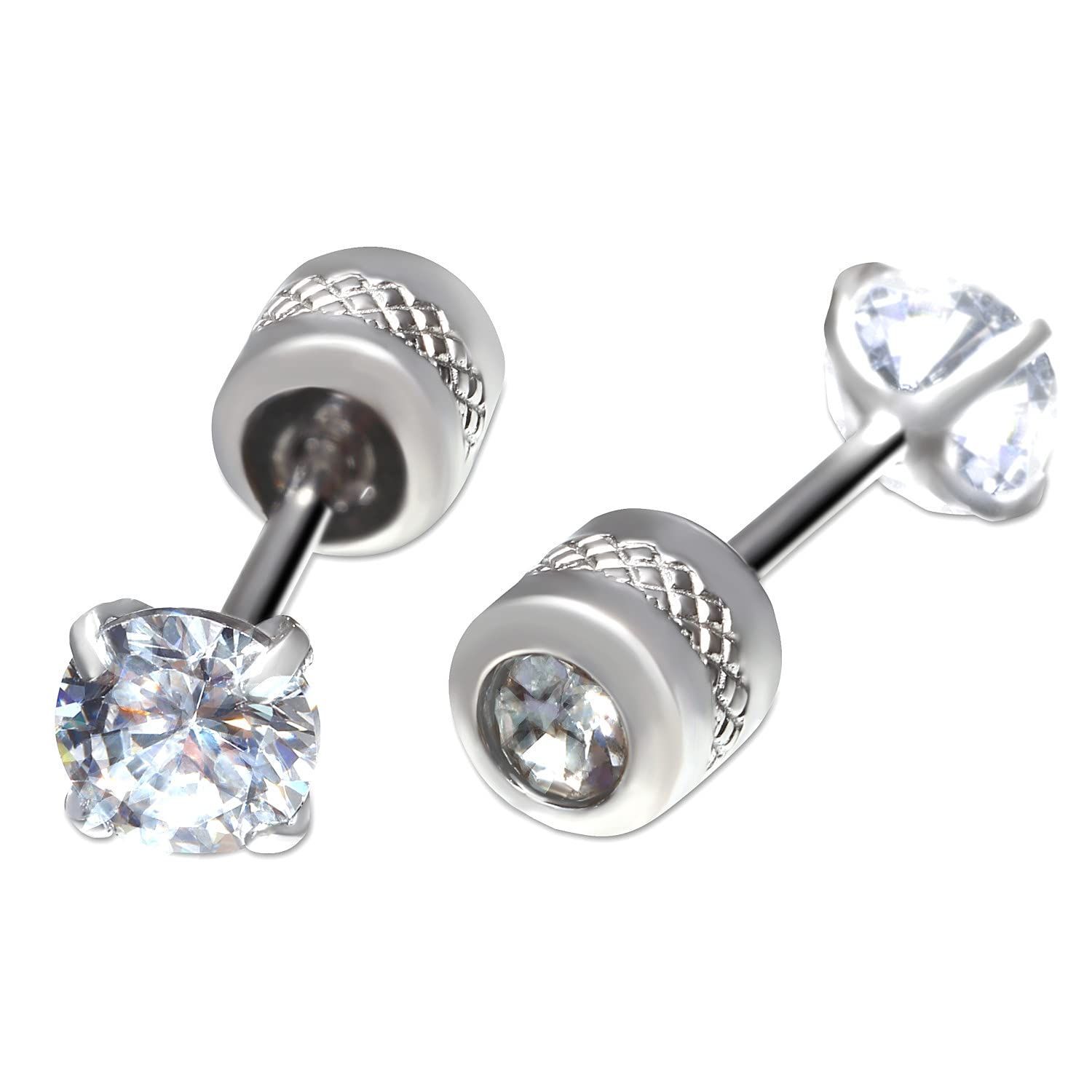 50%OFF! 4mm つけっぱなしピアス 4本爪 ネジ式キャッチ ダイヤ ゴールド メンズ