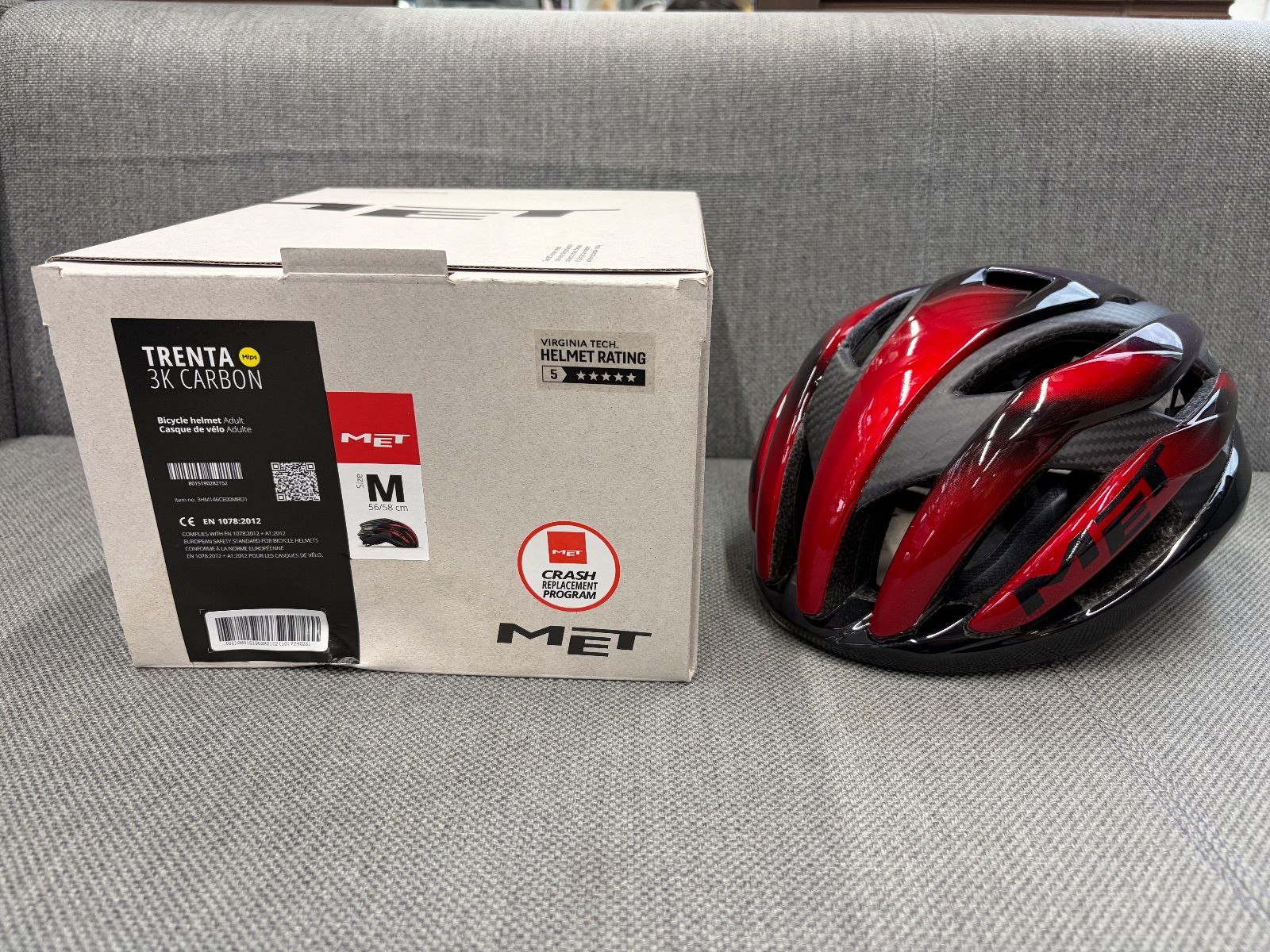 MET TRENTA 3K CARBON Mサイズ レッドブラック MIPS ヘルメット ロードバイク メット トレンタ カーボン エアロヘルメット 軽量ヘルメット