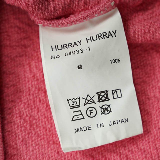 HURRAY HURRAY フレイフレイ フレーフレー 日本製 WINGFOOT HOODIE ウイングフットフーディ C4033 1 ピンク スウェットプルオーバーパーカー トップス【中古】【HURRAY HURRAY】 HURRAY HURRAY フレイフレイ フレーフレー 日本製 WINGFOOT HOODIE