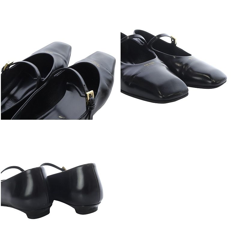 完全必至＊PRADA＊カットアウト ブラッシュドレザー バレリーナ プラダ PRADA ブラッシュドレザー メリージェーン バレリーナ