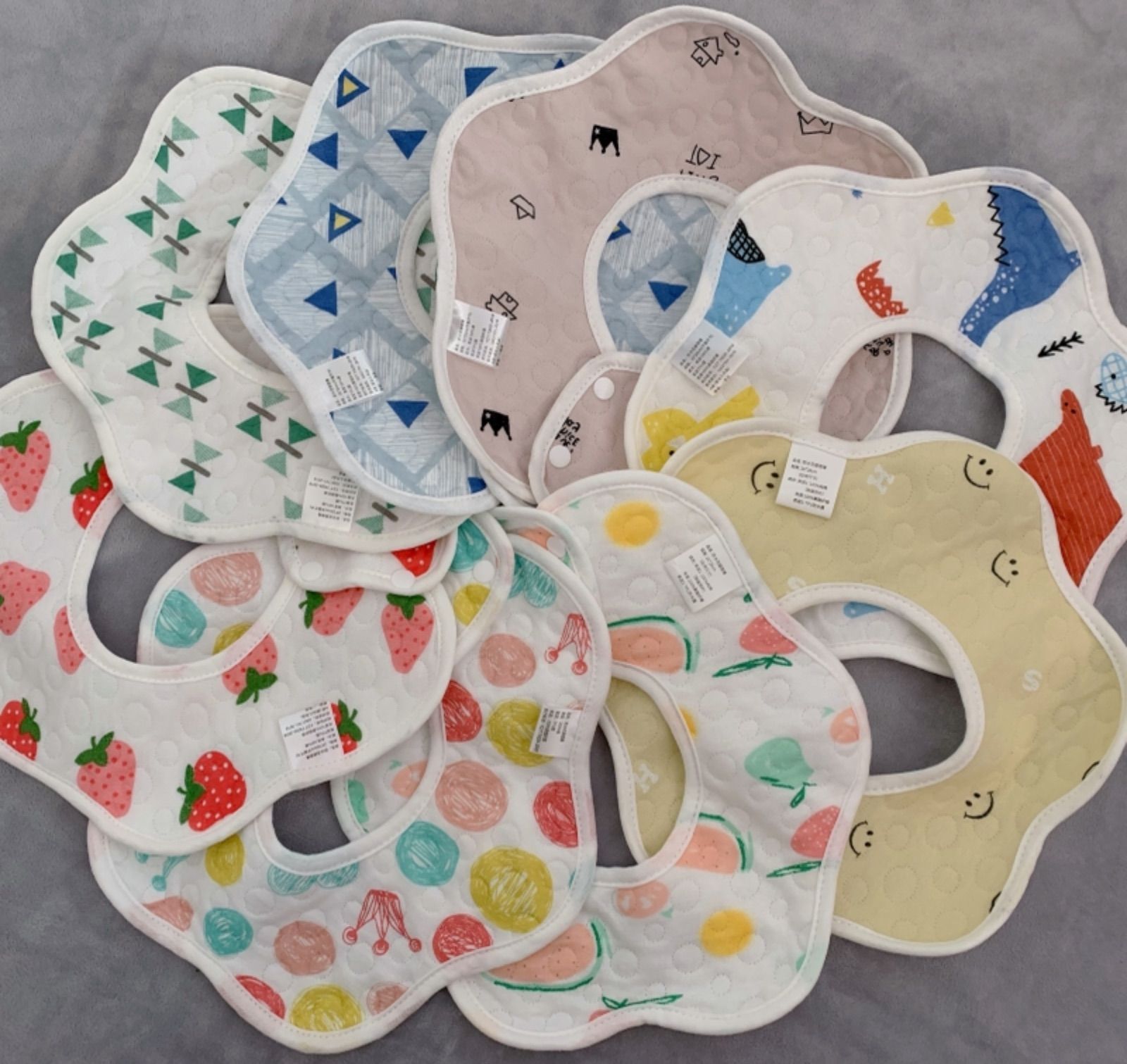 新作防水5枚セット新品送料無料　 360°防水ベビースタイよだれかけ女の子
