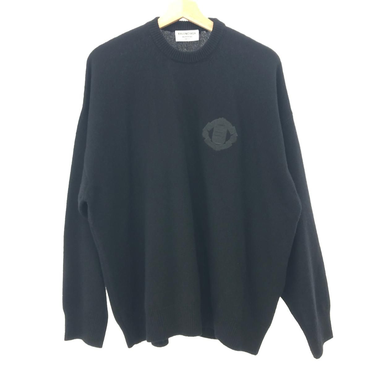 良好 BALENCIAGA バレンシアガ  ロゴ刺繍ニット サイズ:S 675352 ブラック カシミヤ メンズ 　240001130122 良好 BALENCIAGA バレンシアガ ロゴ刺繍ニット サイズ:S 675352