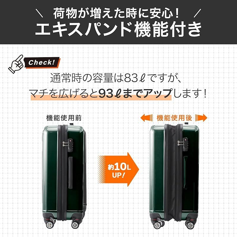 エース] スーツケース クレスタ エキスパンド機能付 06318 93.0L 67cm 