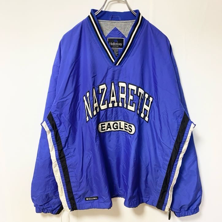古着 used Holloway ホロウェイ 長袖ナイロンプルオーバー NAZARETH 青 