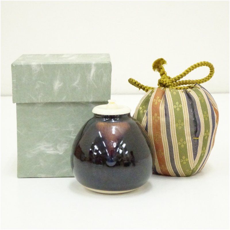 茶入れ 仕覆、箱付き 作家もの M84-3 茶入れ 仕覆箱付き 作家もの 茶入れ 仕覆、箱付き 作家もの