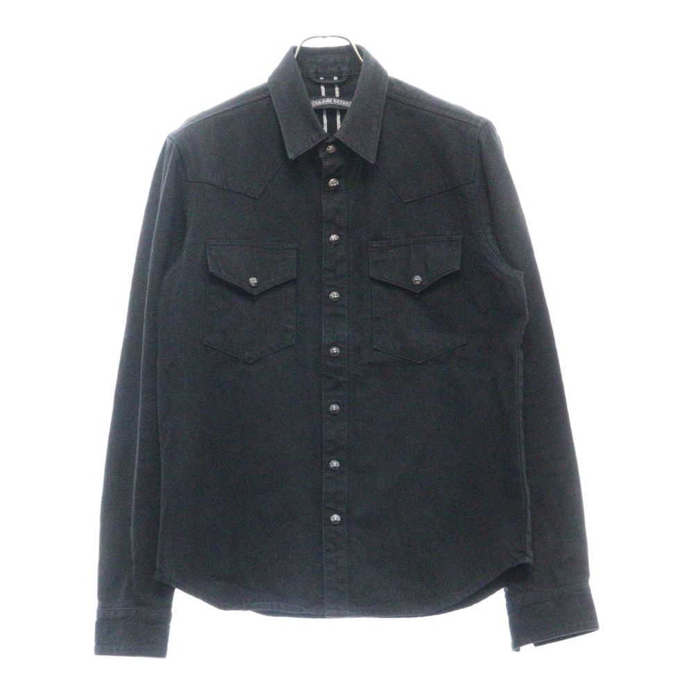 CHROME HEARTS (クロムハーツ) DENIM WESTERN デニムウエスタン 袖クロスパッチクロスボタンデニム長袖シャツ ブラック