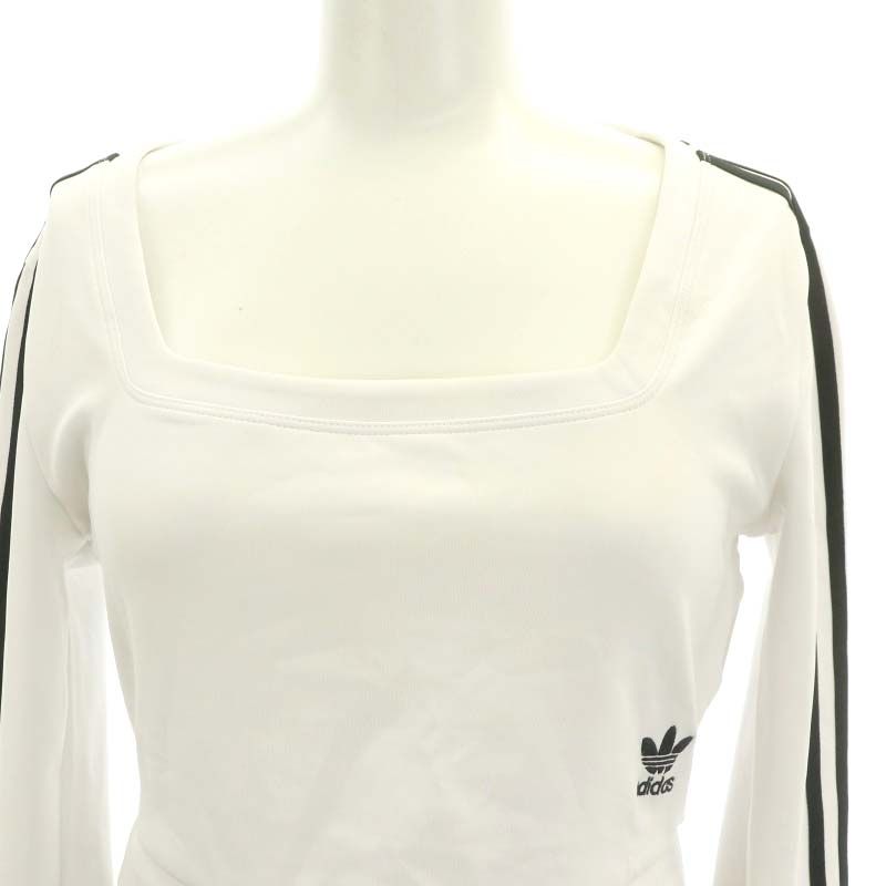 ADIDAS リップクロップド長袖Tシャツ-アイボリー