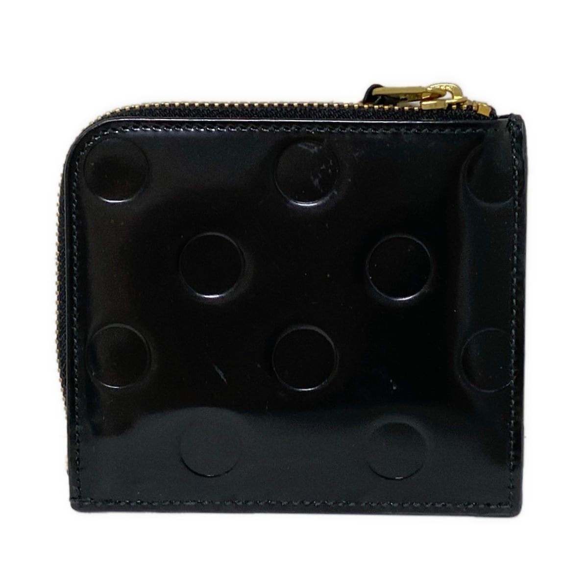COMMEdesGARCONS コムデギャルソン コインケース - 黒 ドット柄|型押し加工|L字ファスナー レザー