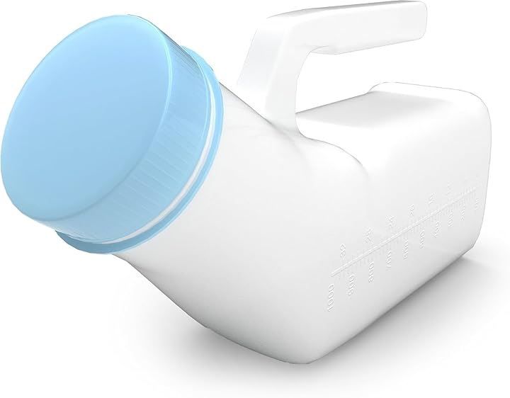 KOCOMART Urinal Urinal Urinal Urinal, Wide Caliber, 1000mL, Dark Lid, Large Capacity, Leak Proof, Lightweight, Easy to Carry, Nursing Travel Bedside Urinal (Blue Lid)