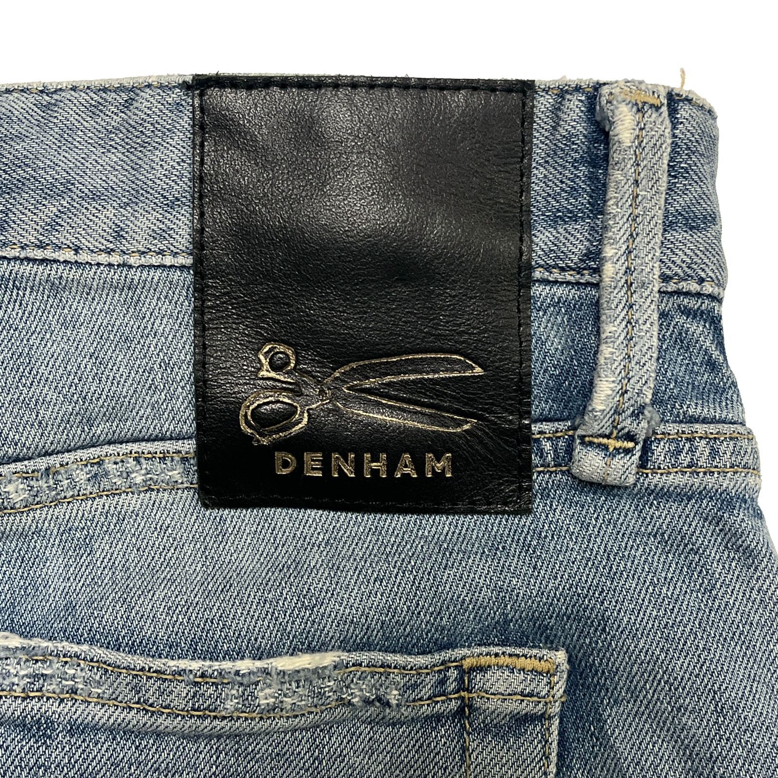 USED／27x32】DENHAM RAZOR スリムフィット ダメージ リペア アイス 