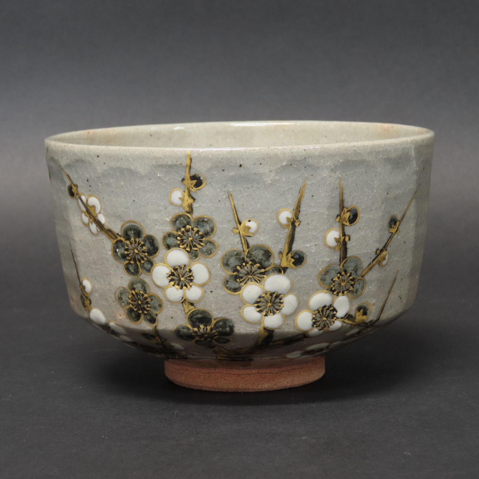 0182 美品 小峠葛芳 真作保証 京焼 丹山窯 茶道具 白梅之絵 抹茶