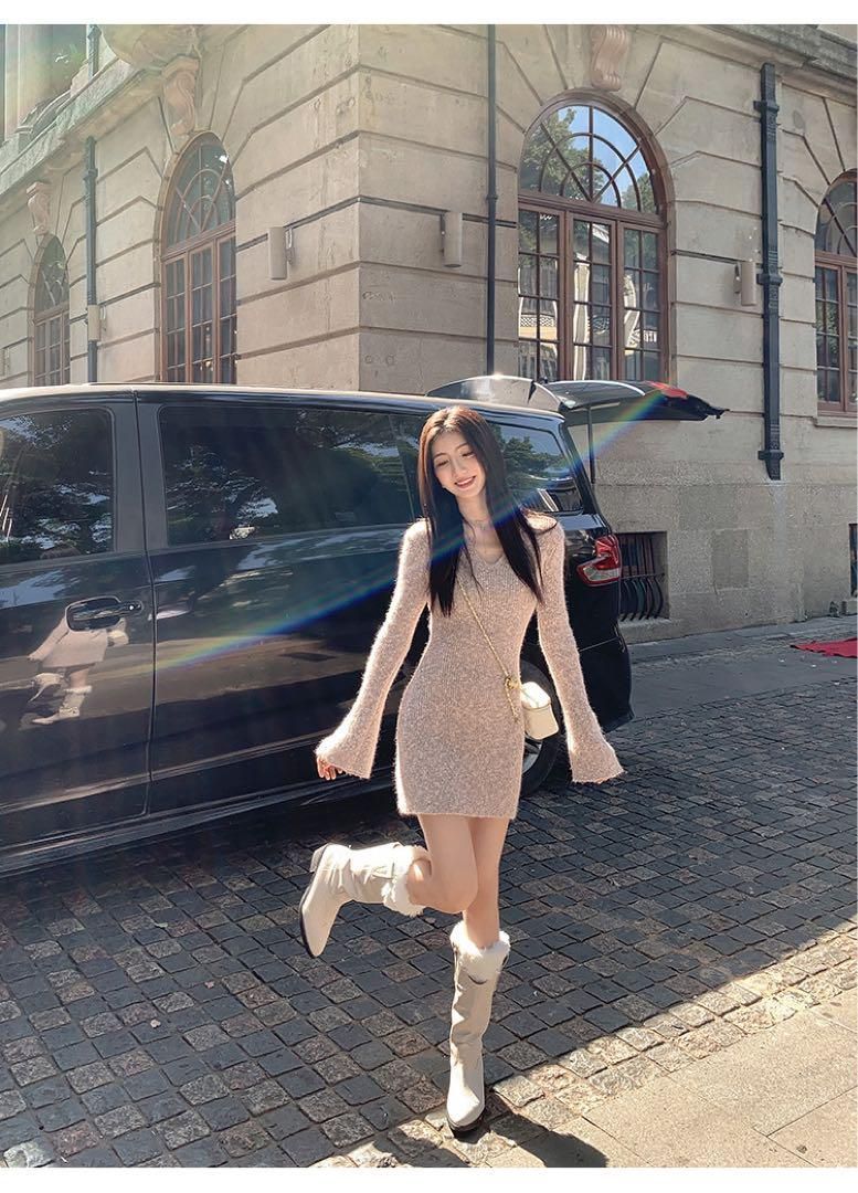 春にぴったり ミニニットワンピース