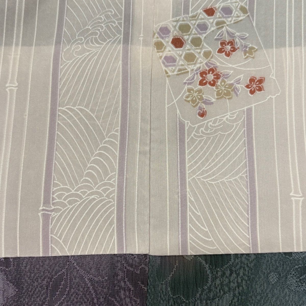 袷道行衿コート 匿名配送 裄70cm 清水屋  モノトーン 花 和装 着物 着物コート 和装コート 梅雨 撥水 羽織 和装 アウターウェア