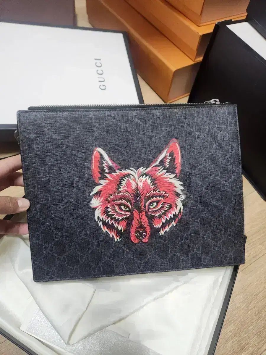 GUCCI グッチ Supreme シュプリーム レッドウルフ クラッチ