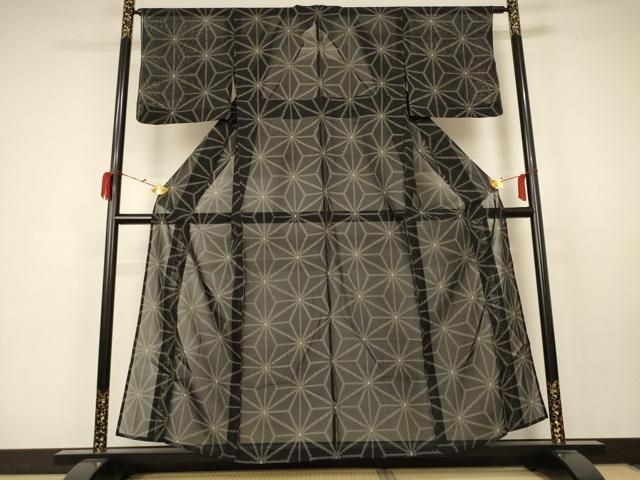 平和屋着物＊夏物 紗紬 麻の葉文様 正絹 逸品 AABC1879jd