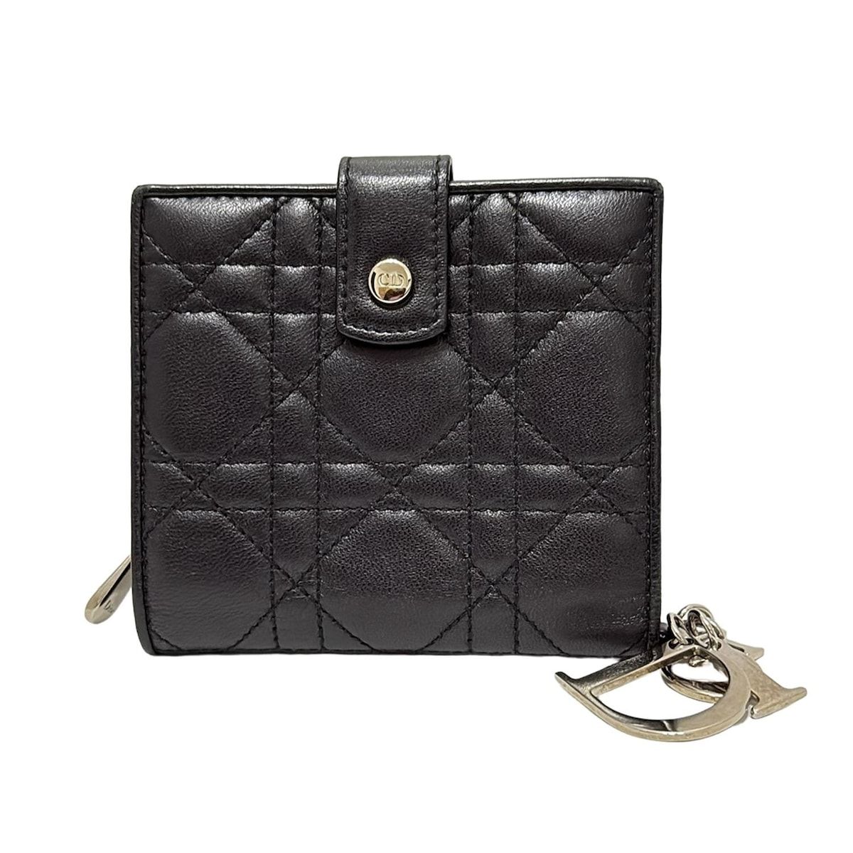 DIOR|ChristianDior ディオール|クリスチャンディオール 2つ折り財布 レディディオール 黒 レザー