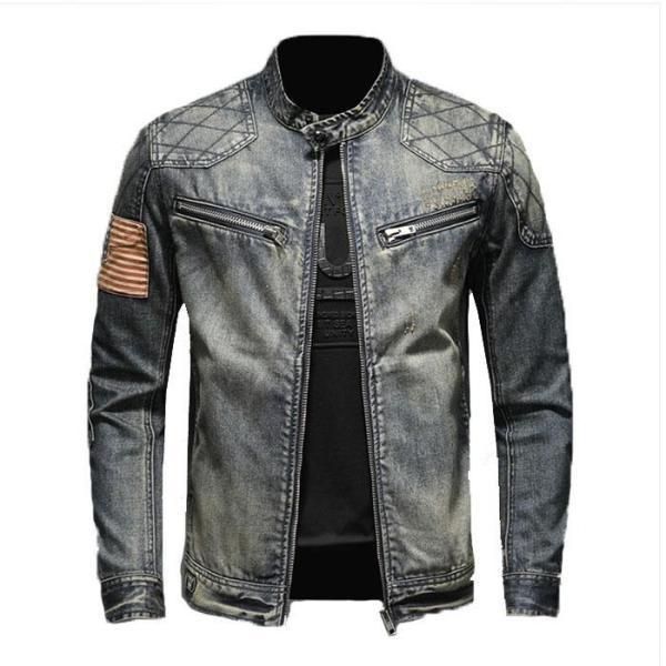 デニム ジャケット メンズ ジージャン アメリカ国旗柄 ダメージ加工