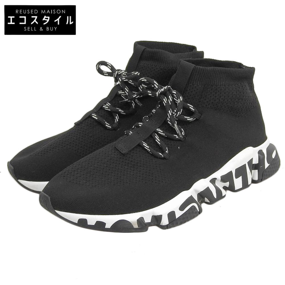 BALENCIAGA バレンシアガ 美品 BALENCIAGA バレンシアガ レースアップ スピードスニーカー シューズ メンズ 黒 ブラック 27.5cm 8(UK)
