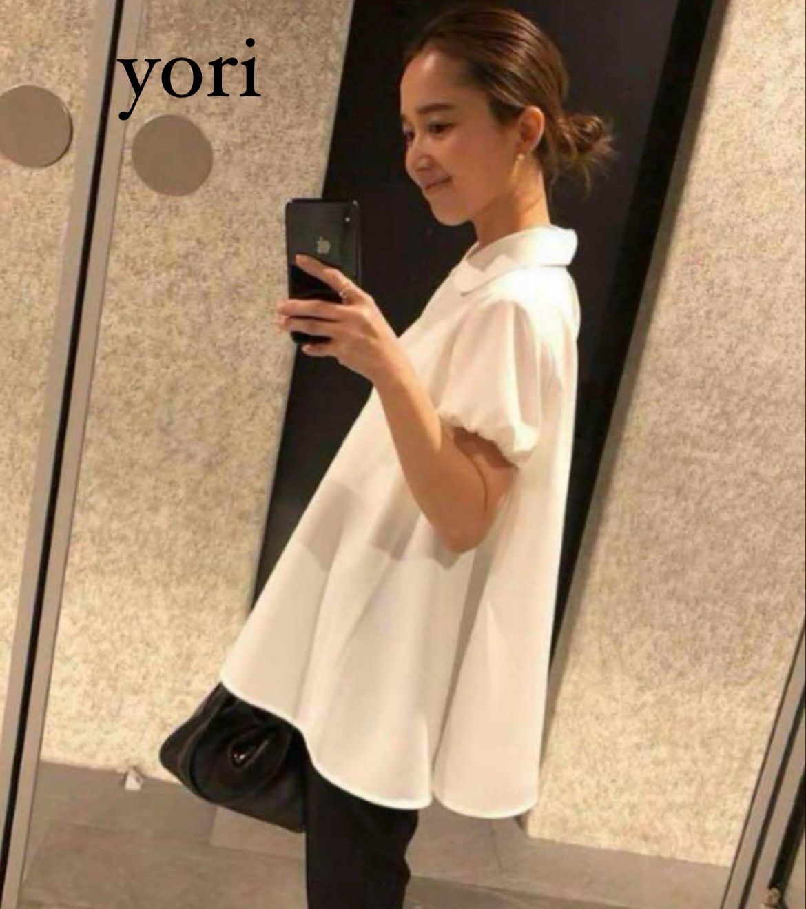 美品 yori ヨリ サラサラ襟付きブラウス 38 ホワイト - メルカリ