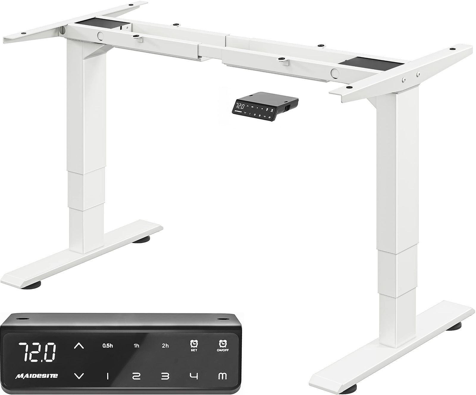 【数量限定】昇降デスク 机 パソコンデスク 昇降式テーブル pcデスク(T2 高さメモリー機能 耐荷重160KG Pro 高さ62-125cm デゥアルモーター Plus スタンディングデスク 脚 ホワイト 昇降式デスク 電