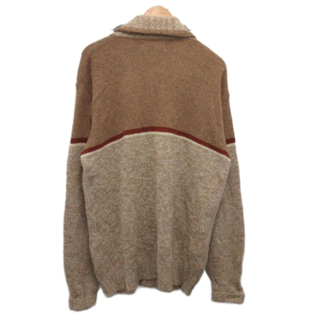 ロンドンフォグ LONDON FOG 80s ヴィンテージ カーディガン ニット ショール くるみボタン ローゲージ XXL ライトブラウン ベージュ MET2
