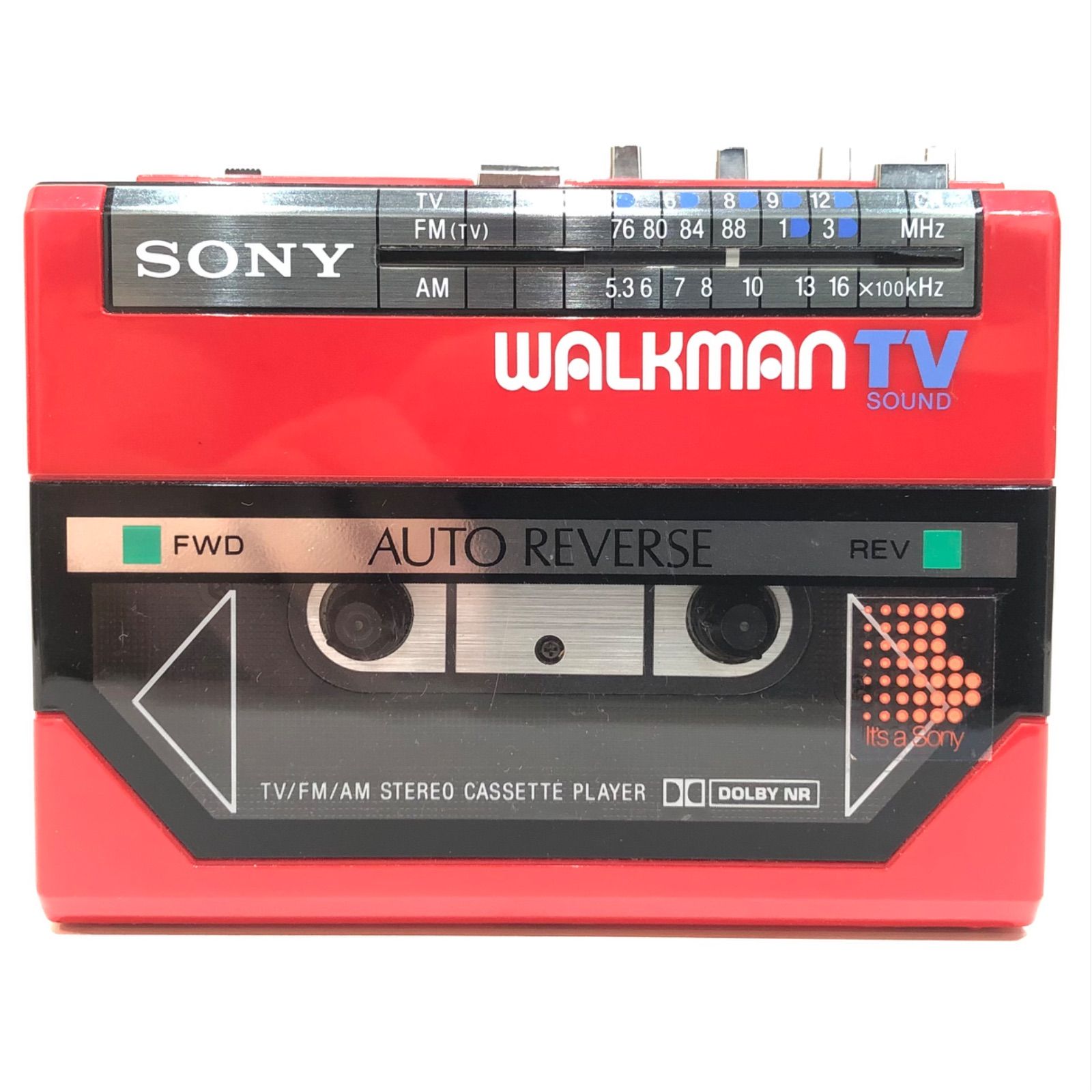 1005 ソニー ウォークマン TVサウンド WM-F55 カセットプレーヤー SONY WALKMAN TV SOUND FM AM STEREO  CASSETTE PLAYER レトロ 赤 レッド - メルカリ