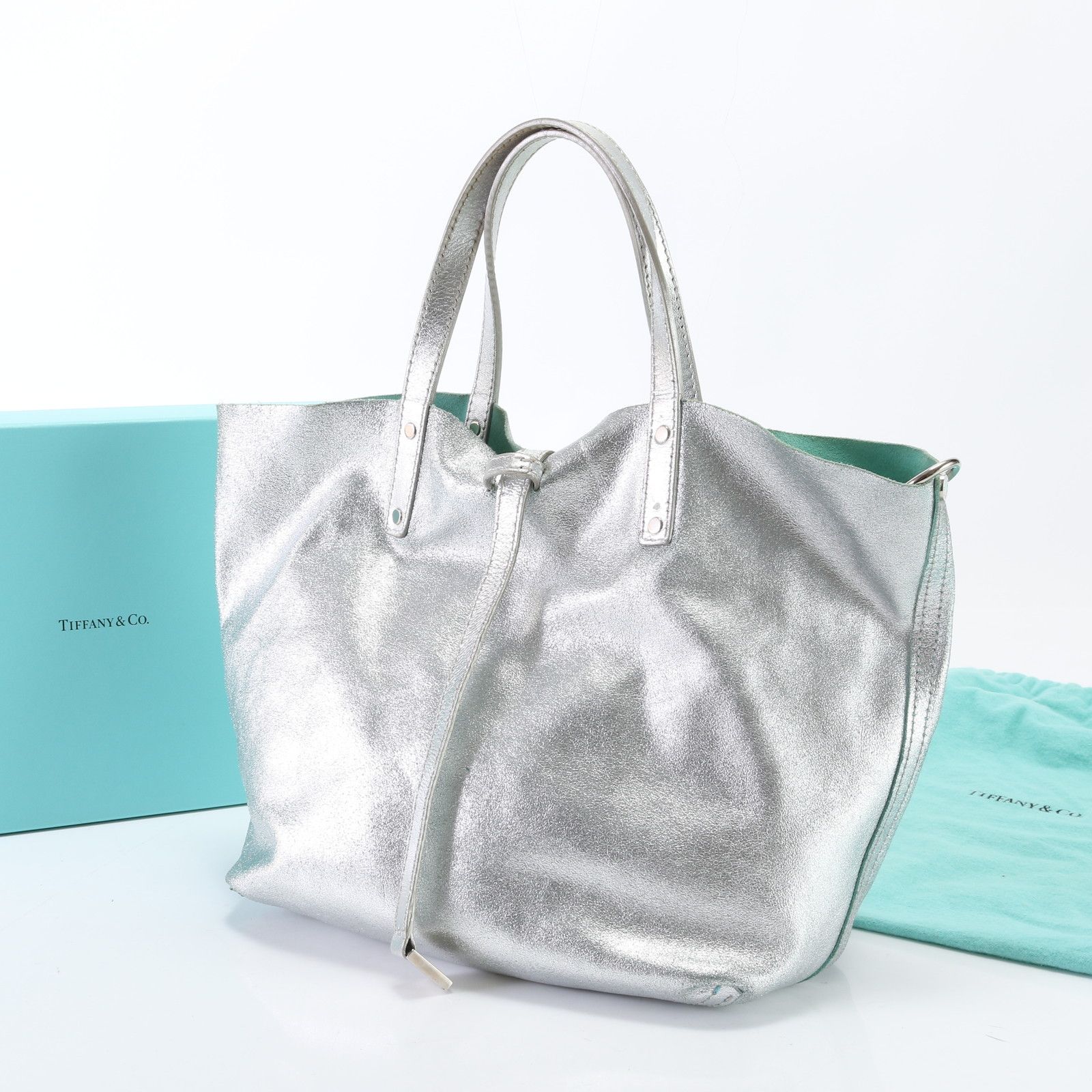 極美品】本物□TIFFANY&Co. ティファニー レザー トートバッグ ポーチ 