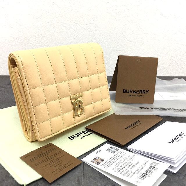 BURBERRY 三つ折り財布 ベージュ/ブラック　未使用 34 送料込み！ 未使用品 BURBERRY 三つ折り財布 ベージュ TB