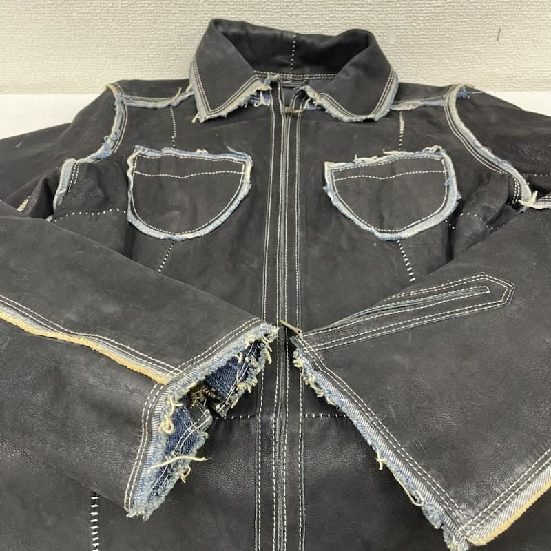 COOMB クーム ジャケット 上着 ジャンパー ブルゾン デニム レザー ジャケット ブルゾン フルジップ ダブルジップ 羊革 ラム ウエスタン GULLKHAN_COM