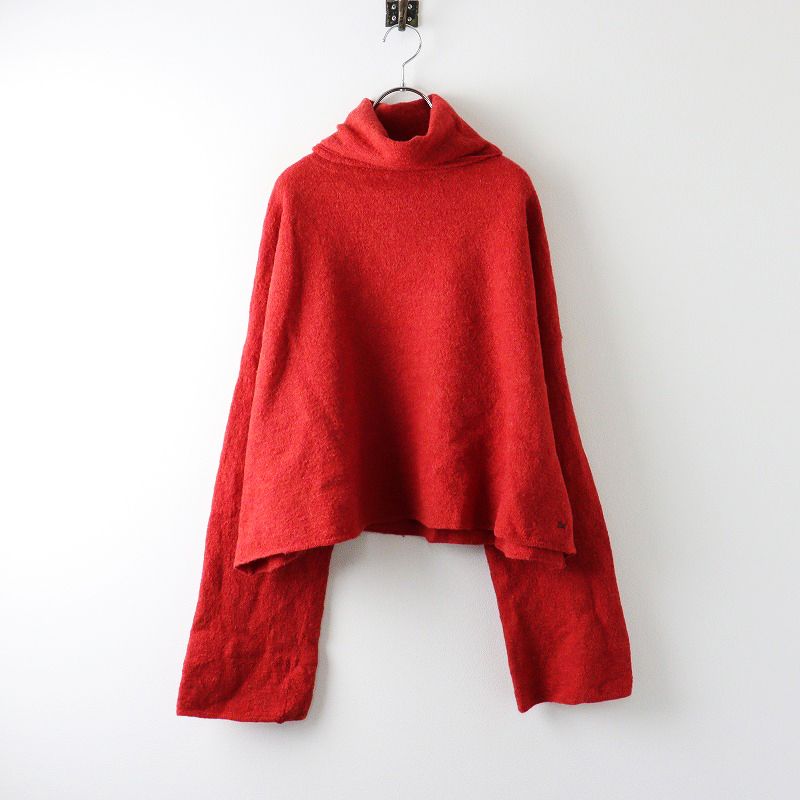 45rmp タートルネック 赤 縮絨ニットワンピース 45rmp タートルネック 赤 縮絨ニットワンピース 45R 赤 タートルネック