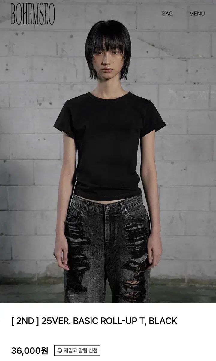 【BOHEMIAN SEOUL】BOHEMSEO 25VER. BASIC ROLL-UP T [正規品] BOHEMIAN SEOUL] 25VER. BASIC ROLL-UP T, BLACK 正規品 韓国
