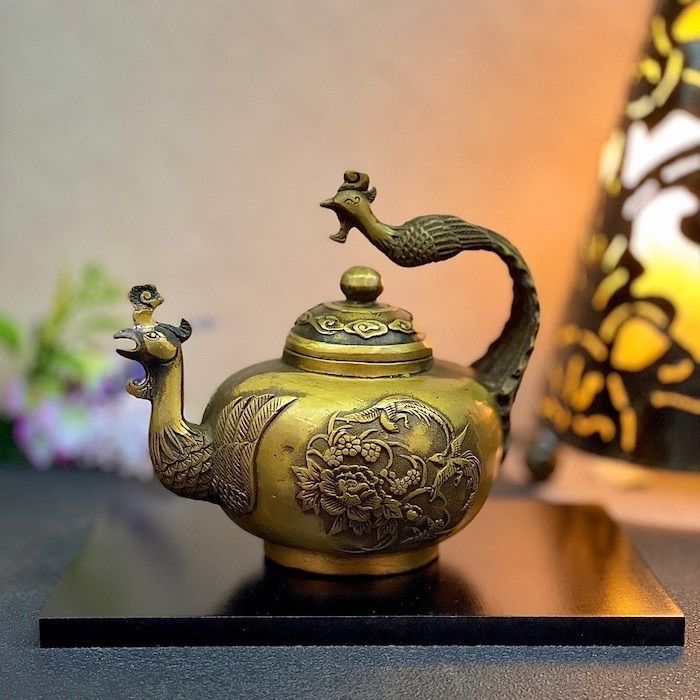 鳳凰急須 鳳凰 朱雀 不死鳥 フェニックス 観賞用 銅 金 ゴールド 置物