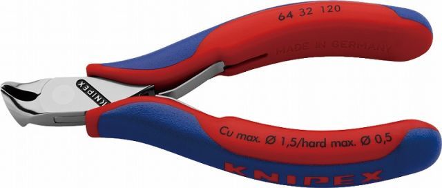 クニペックス KNIPEX エレクトロニクスエンドカッティングニッパー120mmコンフォートハンドル6432-120