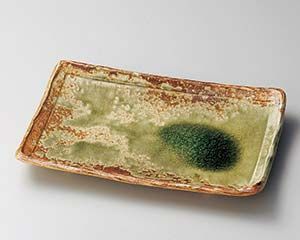 和食器 メ162-038 灰釉足付長角皿 灰粉引足