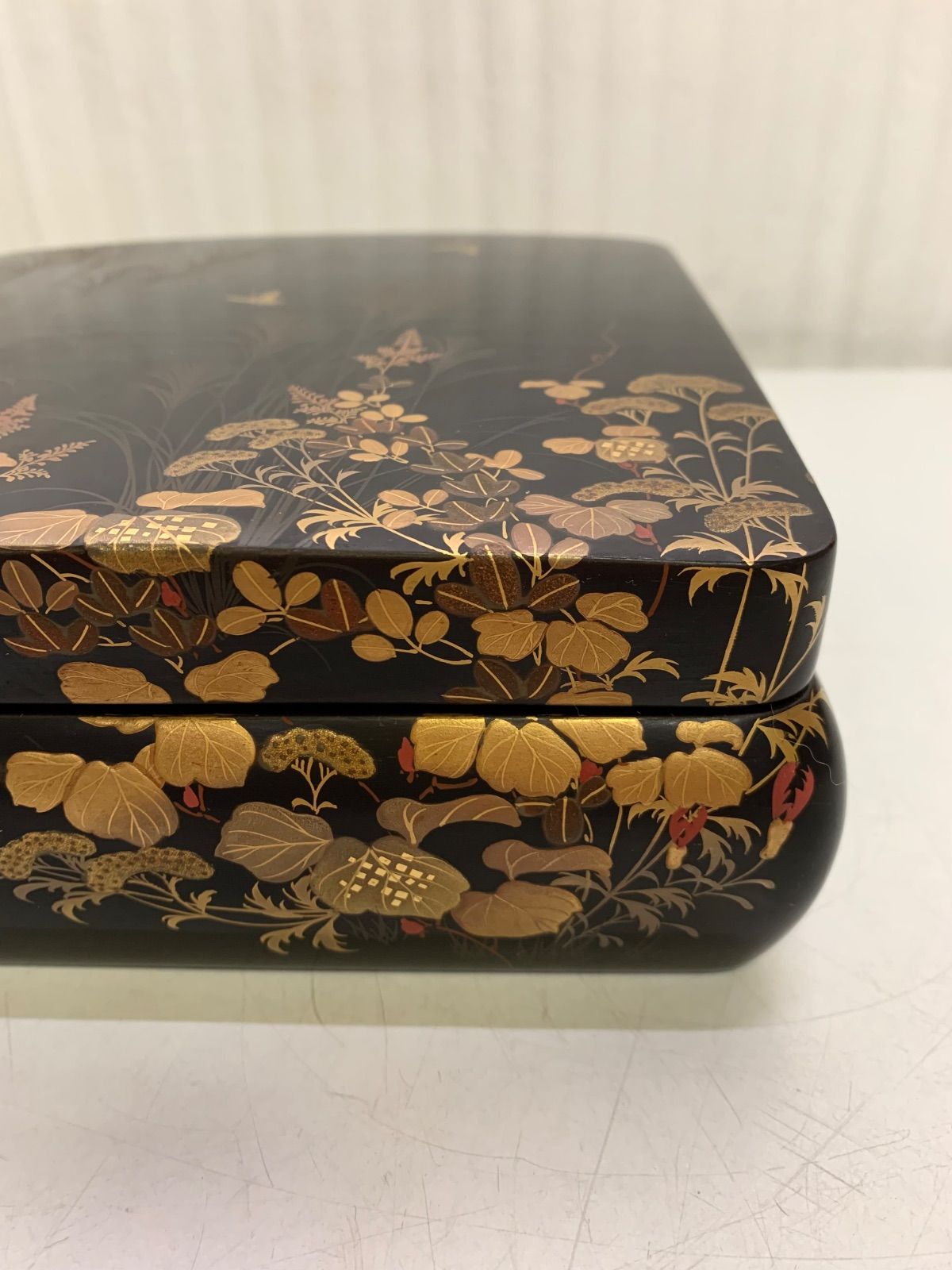 高級漆器 古美術 金彩 蒔絵 文箱 硯箱 茶箱 茶道 小物入れ ススキ 花