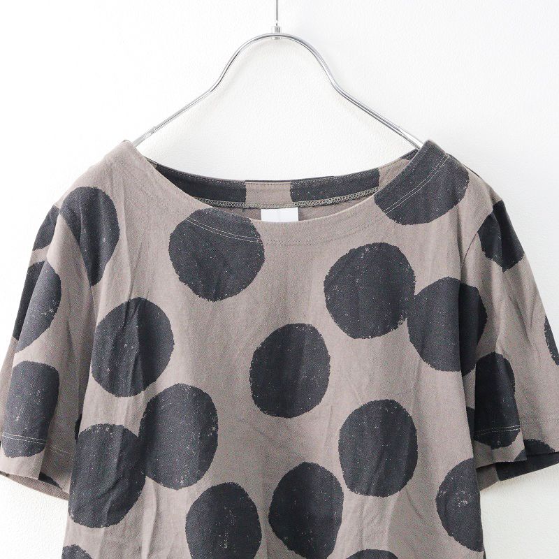 アトリエナルセ atelier naruse cotton ~mizutama~ cut&sewn コットン 水玉カットソー F/ブラウン トップス【2400014002140】 アトリエナルセ atelier naruse cotton ~mizutama~ cut&sewn