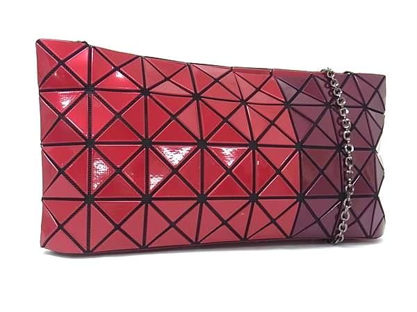 BAO BAO ISSEY MIYAKE バオバオイッセイミヤケ プリズム PVC クロスボディ チェーン ショルダーバッグ レッド系 FP5928