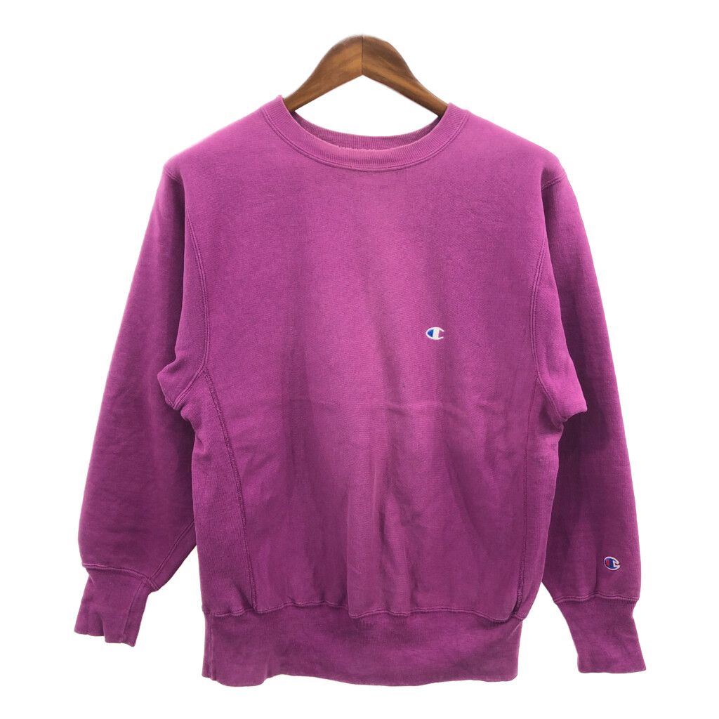 90年代 USA製 Champion チャンピオン リバースウィーブ スウェット ワンポイントロゴ パープル (メンズ L) 中古 古着 Q1385